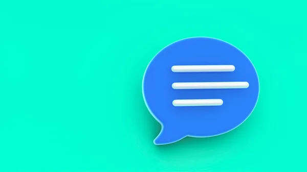 Sohbet kabarcığı 3D görüntüleme. Sosyal medya mesajları, SMS, yorumlar. Mavi mesaj doğru illüstrasyonda izole edildi. 3d oluşturma