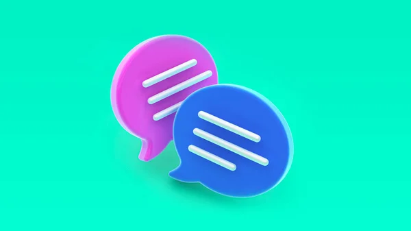 Chat Bubble Icon 렌더링 미디어 메시지 Sms 의견의 그림에서 파란색과 — 스톡 사진