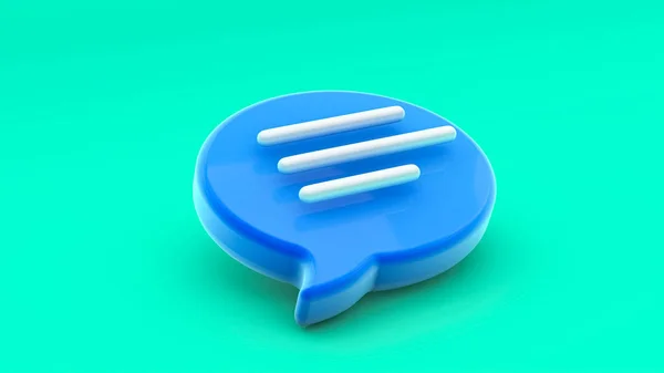 Sohbet kabarcığı 3D görüntüleme. Sosyal medya mesajları, SMS, yorumlar. Mavi mesaj ortadaki resimde izole edildi. 3d oluşturma