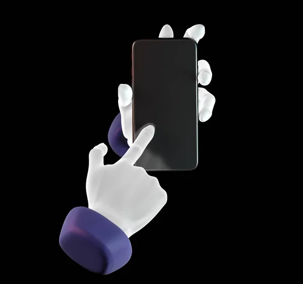 El telefonu, arka planda izole edilmiş. 3D görüntüleme. Sosyal medya, uygulama, mesajlar ve yorumlar için model konsept.