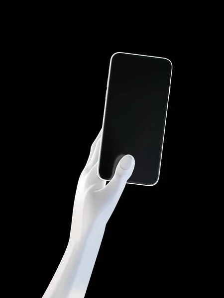 Mão Segurando Telefone Isolado Fundo Renderização Conjunto Conceitos Mockup Mídias — Fotografia de Stock