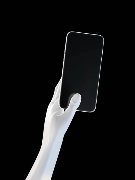 El telefonu, arka planda izole edilmiş. 3D görüntüleme. Sosyal medya, uygulama, mesajlar ve yorumlar için model konsept.