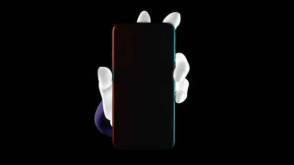 El telefonu, arka planda izole edilmiş. 3D görüntüleme. Sosyal medya, uygulama, mesajlar ve yorumlar için model konsept.
