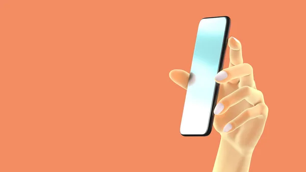 El telefonu, arka planda izole edilmiş. 3D görüntüleme. Sosyal medya, uygulama, mesajlar ve yorumlar için model konsept.