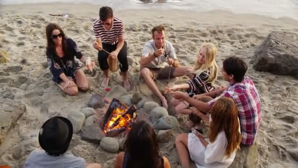 Personas pasando el rato en la playa — Vídeo de stock