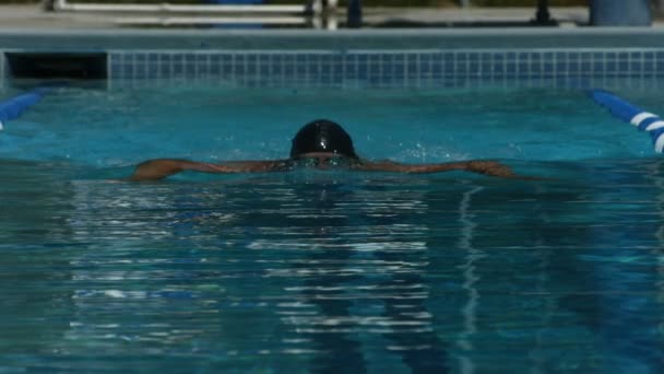 Entrenamiento de nadadores en la piscina — Vídeo de stock