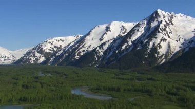 Orman akarsu ve karlı dağlar