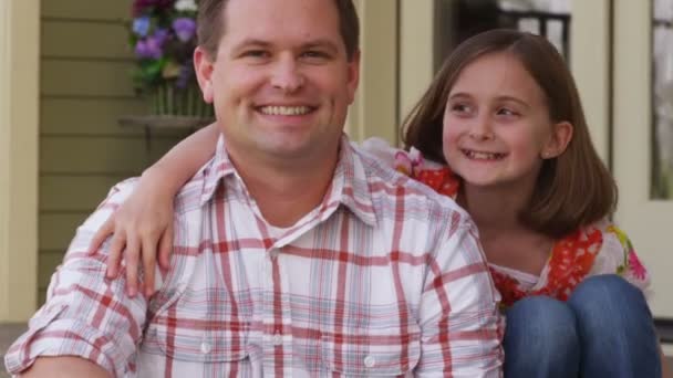 Father and daughter on porch — Stock Video