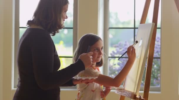 Frau und Tochter malen