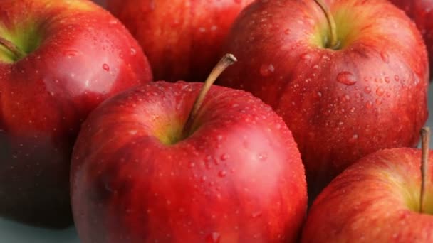 Свежие красные яблоки — стоковое видео