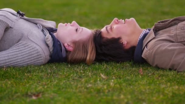 Couple laying in grass — Stock Video