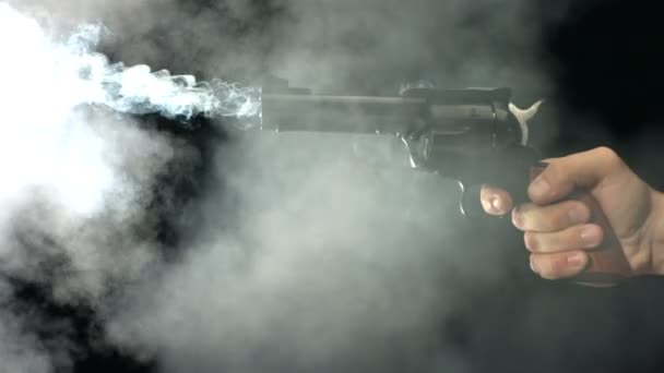 Gun shooting closeup — Stock Video