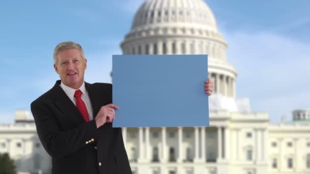 Politician holding sign — Stock Video