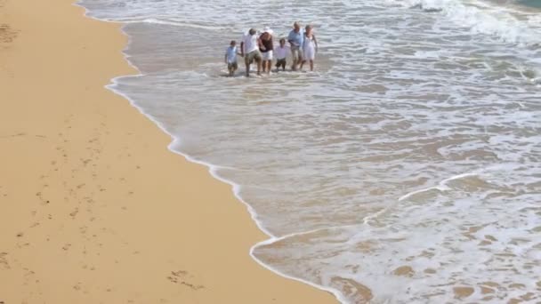 Família caminhando na praia — Vídeo de Stock