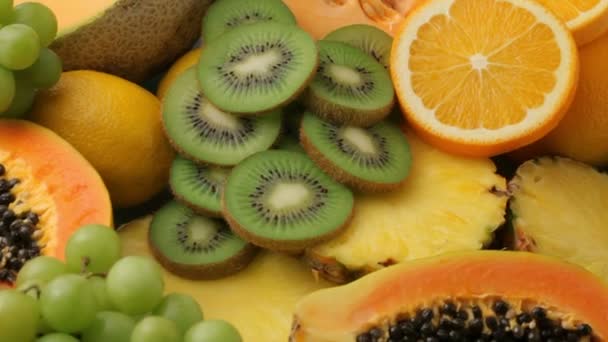 Fresh fruits background — Stock Video