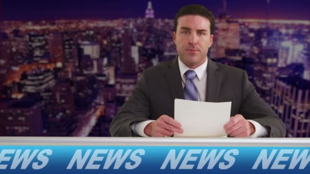 News reporter in studio — Stock Video