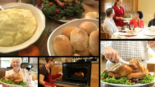 感謝祭の七面鳥の夕食 — ストック動画