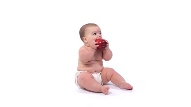 Baby with apple — Stock Video