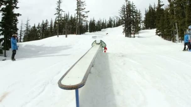 Jultomte snowboard — Stockvideo