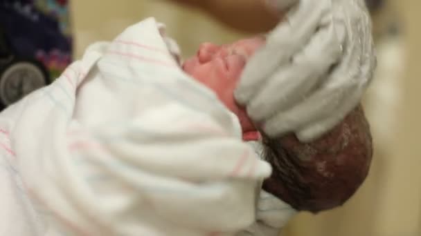 Yeni doğan bebek hastanede. — Stok video