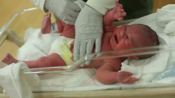 Новорожденный ребенок в больнице — стоковое видео