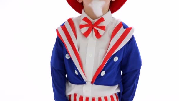 Boy dressed like Uncle Sam — Stock Video