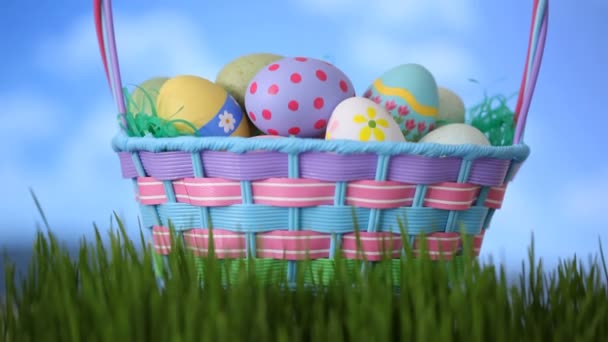 Easter basket with eggs — Stock Video