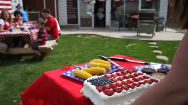 Amerikansk flagga tårta — Stockvideo