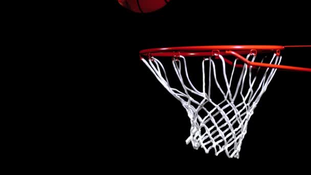 Basketball into hoop — Stock Video