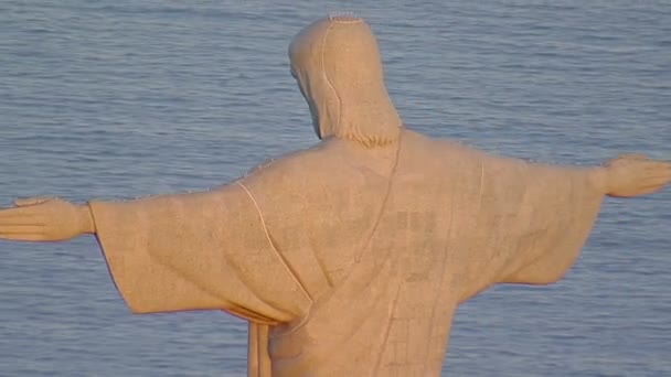 Cristo Redentor Estatua al atardecer — Vídeos de Stock