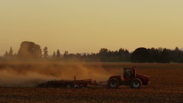 Campo de arado del tractor — Vídeo de stock
