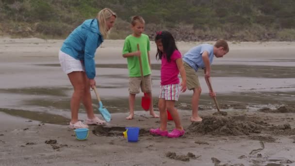 Граючи на пляжі — стокове відео