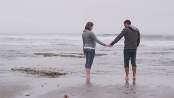 Een paar op het strand. — Stockvideo