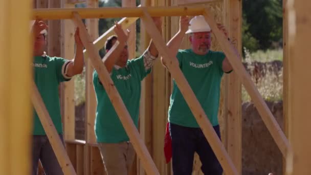 Voluntarios trabajando juntos — Vídeo de stock