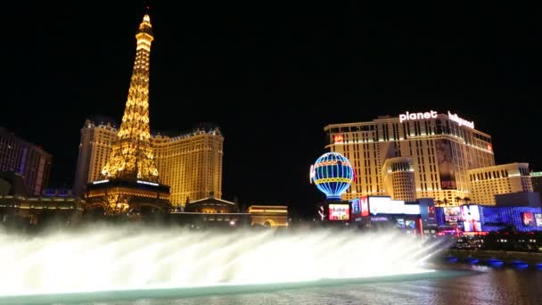 Bellalgio Fountains e hotel em Paris — Vídeo de Stock