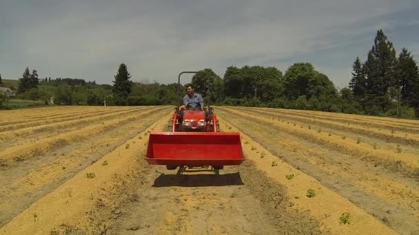 Mann fährt Traktor — Stockvideo