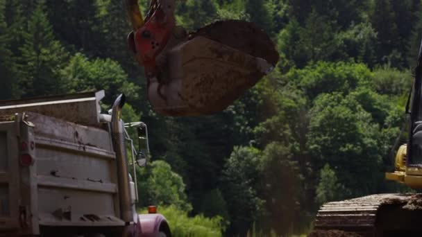 Shot of excavator digging — Stock Video