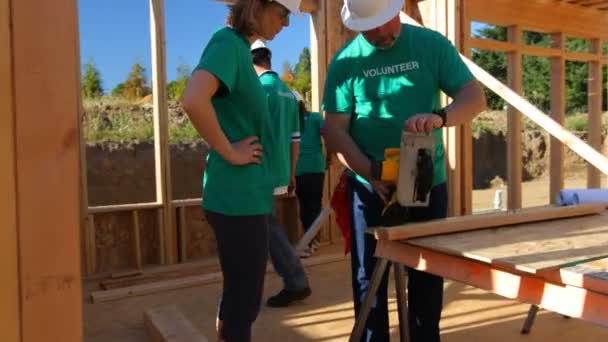 Voluntarios trabajando juntos — Vídeo de stock