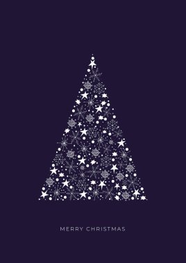 Sevimli Noel vekil elin mutlu yıllar ve Noel kartları çizdi. Kar taneleri ve yıldızlardan gelen Noel ağacıyla.