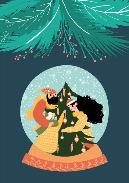Handgezeichnete Vektor Frohe Weihnachten Und Ein Glückliches Neues Jahr Karten — Stockvektor