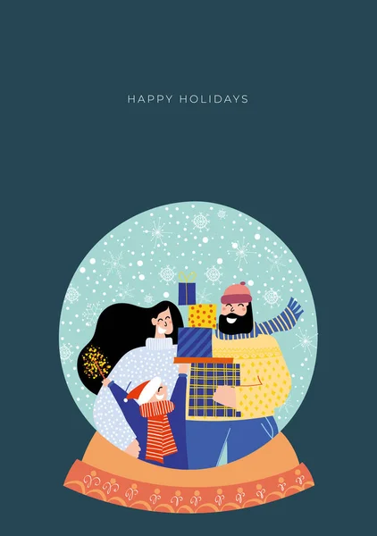 Handgezeichneter Vektor Merry Christmas Und Happy New Year Karten Kollektion — Stockvektor