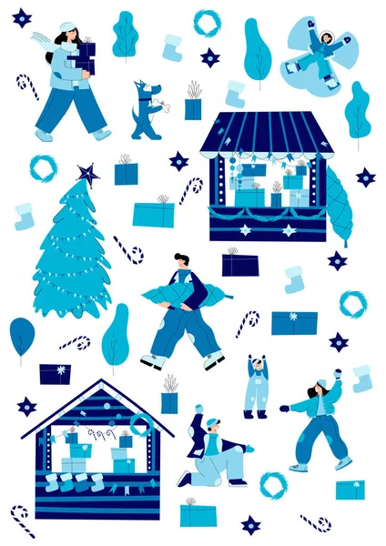 Weihnachtsmarktvektor Cliparts Illustration — Stockvektor