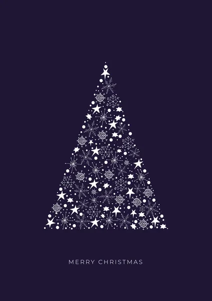 Sevimli Noel vekil elin mutlu yıllar ve Noel kartları çizdi. Kar taneleri ve yıldızlardan gelen Noel ağacıyla.