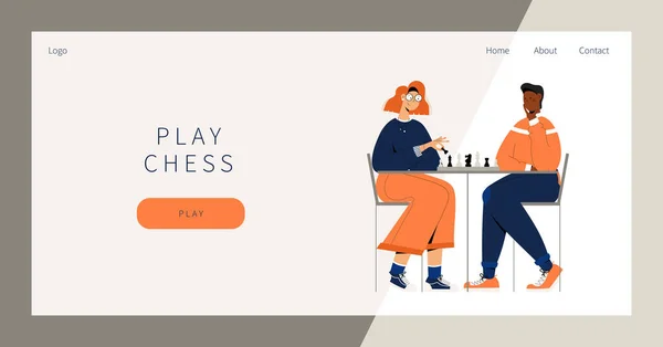 Jouer aux échecs page de renvoi. — Image vectorielle