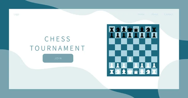 Página de destino del torneo de ajedrez. — Vector de stock