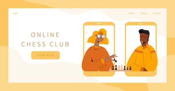 Page d'accueil du club d'échecs en ligne. — Image vectorielle