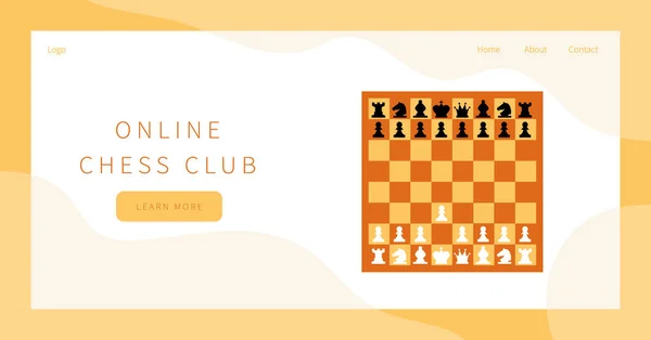 Página de destino del club de ajedrez online. — Vector de stock