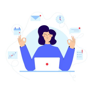 İş kadını Meditasyon ve Rahatlama