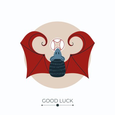 Red bat lucky charm clipart