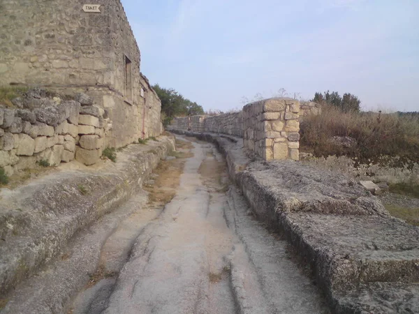 Starożytna Kamienna Droga Mieście Jaskini — Zdjęcie stockowe